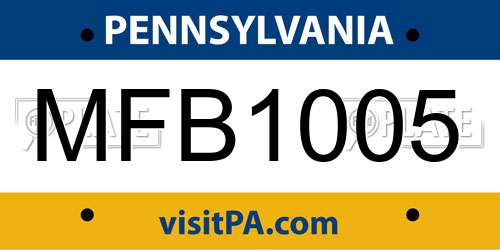 MFB1005 Pennsylvania License Plate