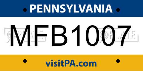 MFB1007 Pennsylvania License Plate