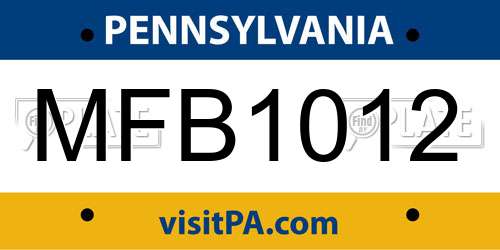 MFB1012 Pennsylvania License Plate