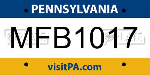 MFB1017 Pennsylvania License Plate