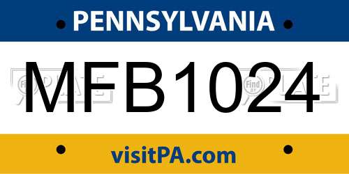 MFB1024 Pennsylvania License Plate