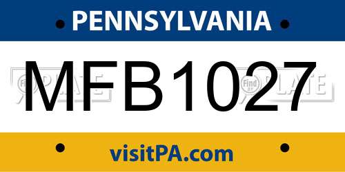 MFB1027 Pennsylvania License Plate