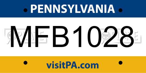 MFB1028 Pennsylvania License Plate
