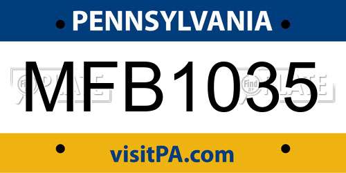 MFB1035 Pennsylvania License Plate