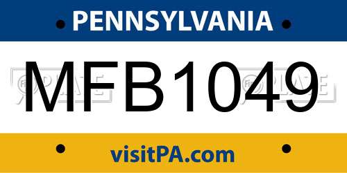 MFB1049 Pennsylvania License Plate