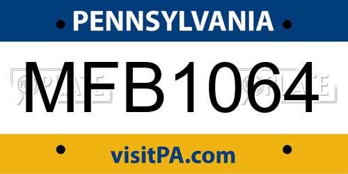 MFB1064 Pennsylvania License Plate