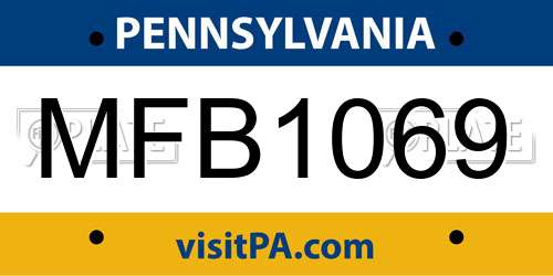 MFB1069 Pennsylvania License Plate