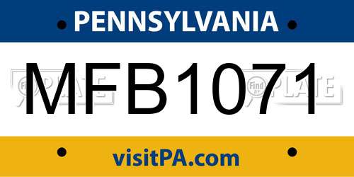 MFB1071 Pennsylvania License Plate