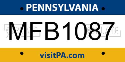 MFB1087 Pennsylvania License Plate