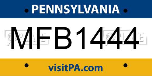 MFB1444 Pennsylvania License Plate