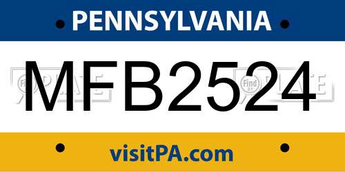 MFB2524 Pennsylvania License Plate