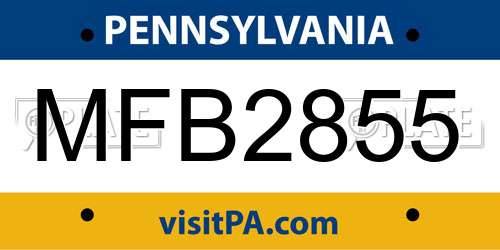 MFB2855 Pennsylvania License Plate