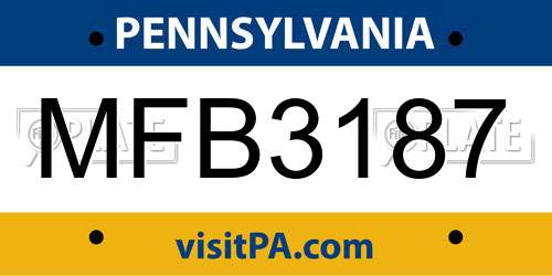 MFB3187 Pennsylvania License Plate