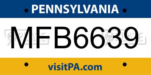 MFB6639 Pennsylvania License Plate