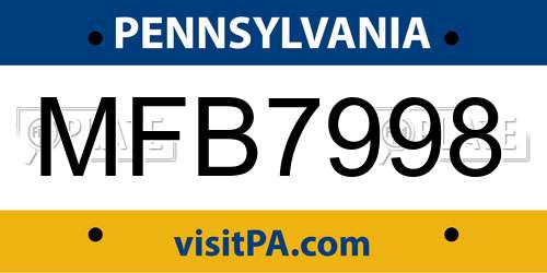 MFB7998 Pennsylvania License Plate
