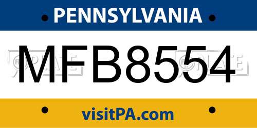 MFB8554 Pennsylvania License Plate