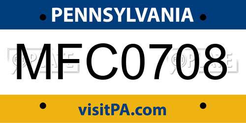 MFC0708 Pennsylvania License Plate