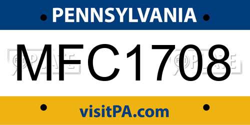 MFC1708 Pennsylvania License Plate