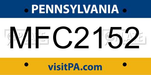 MFC2152 Pennsylvania License Plate