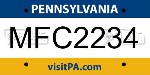 MFC2234 Pennsylvania License Plate
