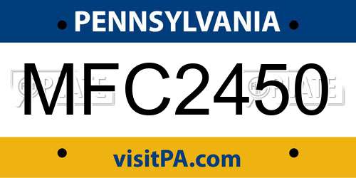 MFC2450 Pennsylvania License Plate