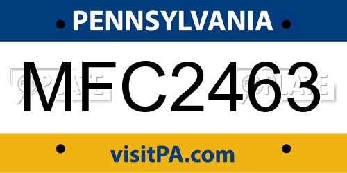 MFC2463 Pennsylvania License Plate