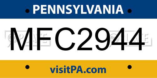 MFC2944 Pennsylvania License Plate