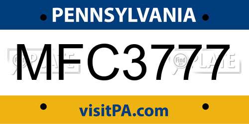 MFC3777 Pennsylvania License Plate