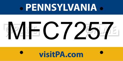 MFC7257 Pennsylvania License Plate