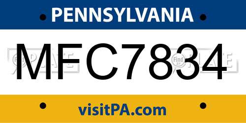 MFC7834 Pennsylvania License Plate