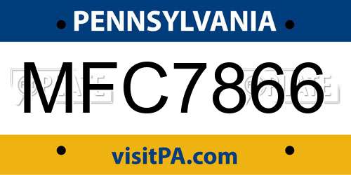 MFC7866 Pennsylvania License Plate