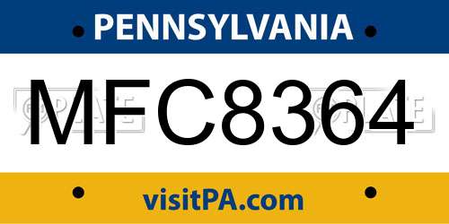 MFC8364 Pennsylvania License Plate