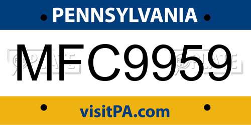 MFC9959 Pennsylvania License Plate