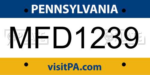 MFD1239 Pennsylvania License Plate