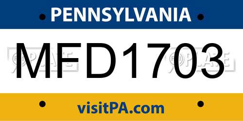 MFD1703 Pennsylvania License Plate