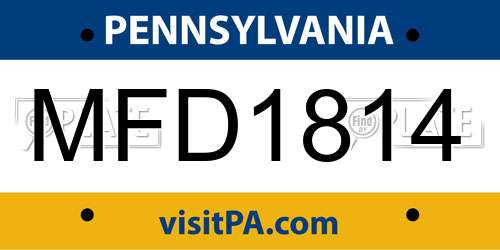 MFD1814 Pennsylvania License Plate