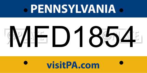MFD1854 Pennsylvania License Plate