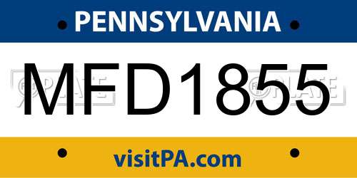 MFD1855 Pennsylvania License Plate