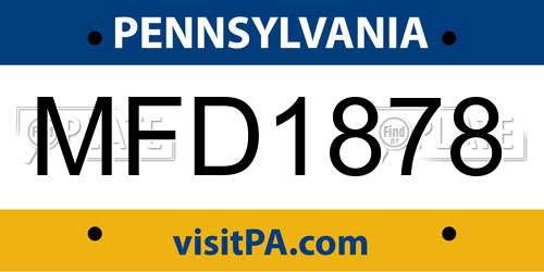 MFD1878 Pennsylvania License Plate