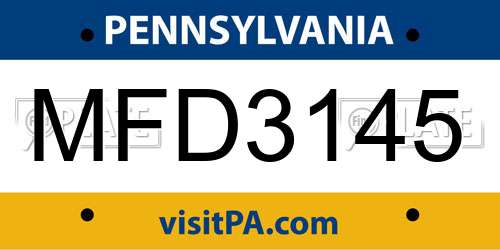 MFD3145 Pennsylvania License Plate