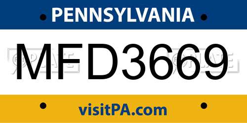 MFD3669 Pennsylvania License Plate