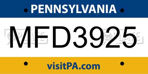MFD3925 Pennsylvania License Plate
