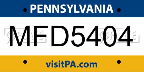 MFD5404 Pennsylvania License Plate