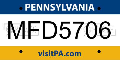 MFD5706 Pennsylvania License Plate