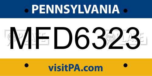 MFD6323 Pennsylvania License Plate
