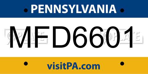 MFD6601 Pennsylvania License Plate