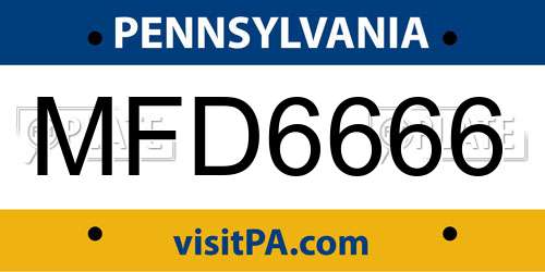 MFD6666 Pennsylvania License Plate