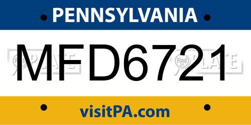 MFD6721 Pennsylvania License Plate