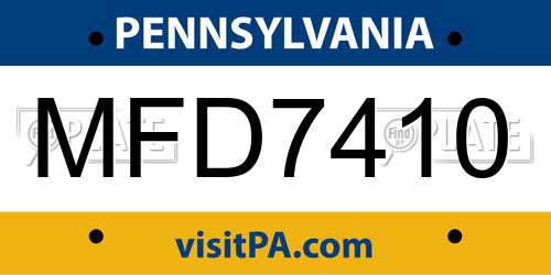 MFD7410 Pennsylvania License Plate