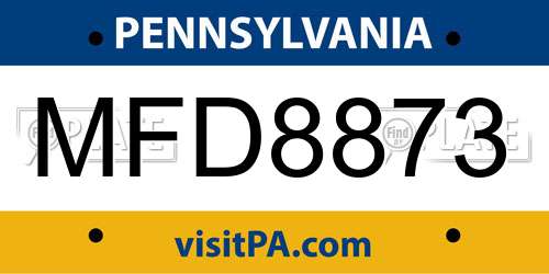 MFD8873 Pennsylvania License Plate